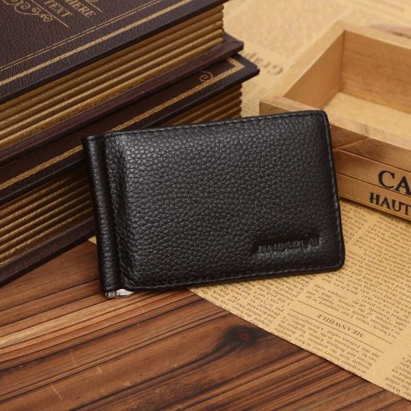 

Men Genuine leather Money Clips Card slots Multifunctional Ultrathin purse Black clips package Soft Coffee Casual wallet