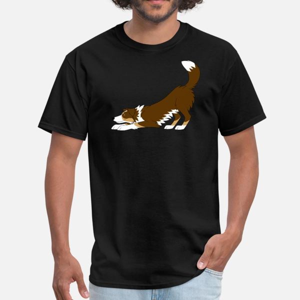 

tricolour chocolate border collie yoga t shirt men knitted short sleeve round collar formal graphic funny summer cool shirt