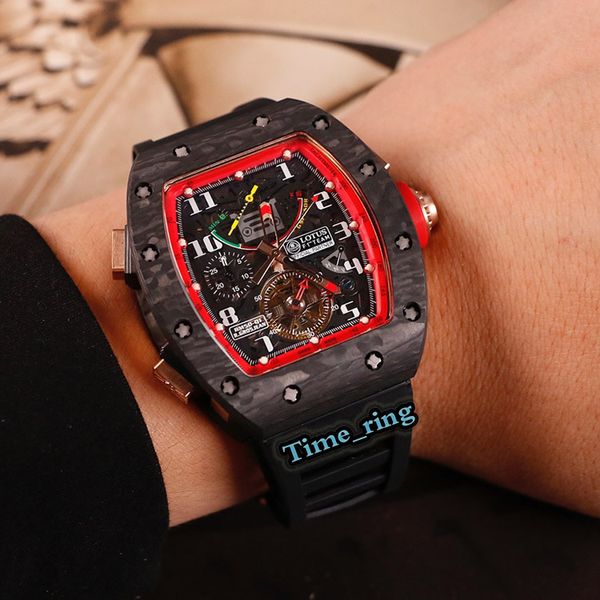 

version rm50-01 skeleton dial carbon fiber case japan miyota automatic movement rm50-01 mens watch black rubber strap designer watches, Slivery;brown