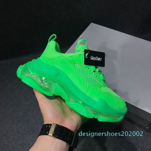 

paris green crystal bottom triple-s leisure shoes luxury dad shoes platform triple s sneakers men women chaussures old grandpa trainer d02, Black