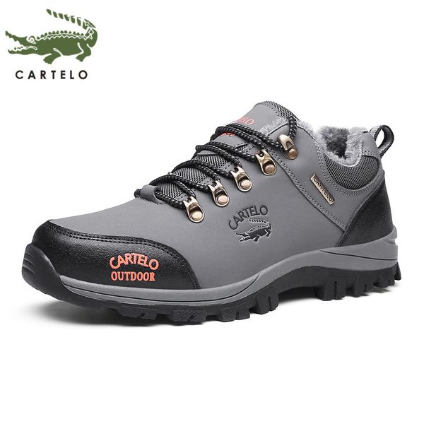 

cartelo men's shoes men's casual shoes non-slip wear-resistant sports plus velvet outdoor hiking men, Black