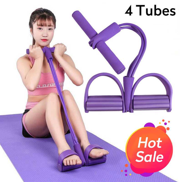 

newly 4 tube home gym sport equipment pull rope pedal ankle puller indoor fitness elastic sit up pull rope abdominal exerciser