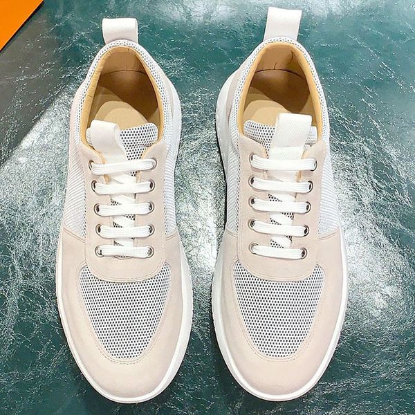 

highquality sneakers mens thicksoled shoes, white technical mesh and calf leather thick white rubber highheeled sneakers, running shoes qwv, Black