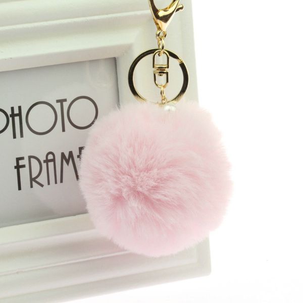 

rabbit fur peal keychain bag plush car key holder pendant rabbit fur ball plush key chain rings fashion jewelry new gga3632