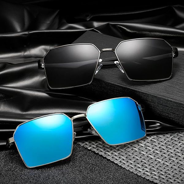 

hbk men polarized driving rectangle sunglasses polaroid lens hd vintage square goggles male gafas pm0054, White;black