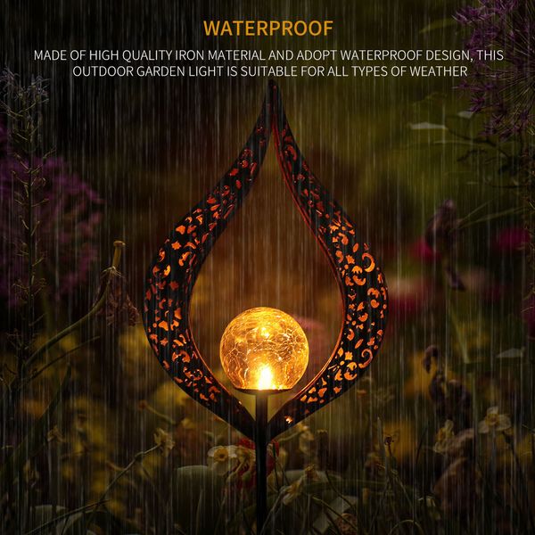

solar garden lights crystal crackle glass globe moon stake light waterproof led decorative lights lawn patios