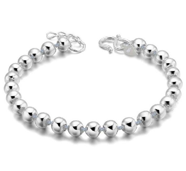 Moda moda Mão Jóias Mulheres Bracelet Atacado Glossy Rodada Bead prateado pulseira