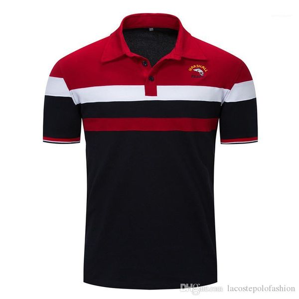 

polo lapel neck breathable fashion casual cloth summer tees big shark and letter embroidery man, White;black