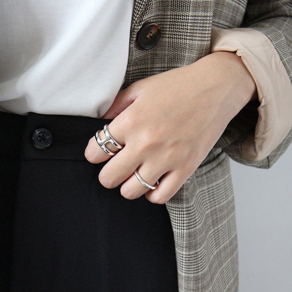 

shanice 925 silver cross ring anillos jewelry vintage ins simple letter girlfriend gift cincin haut femme rings for women sh190710, Slivery;golden