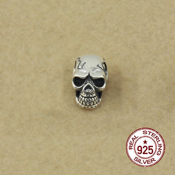 

100% s925 sterling silver beads personality fashion classic jewelry skull shape diy accessories to send lover gifts 2018 new hot, Black