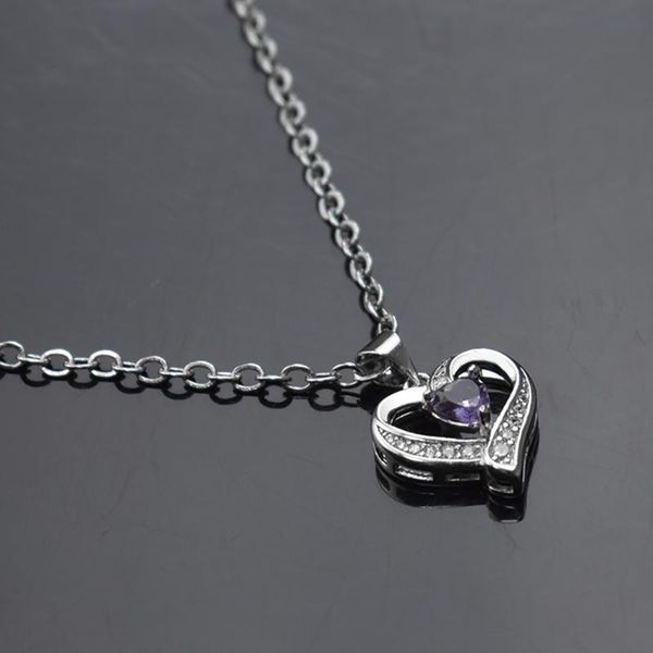 

2020 fashion silver color heart necklace zircon crystal pendant zecklace jewelry couple lovers gifts dropshipping