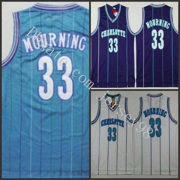 

charlotte hornets men #33 alonzo mourning nba swingman throwback jersey, Black