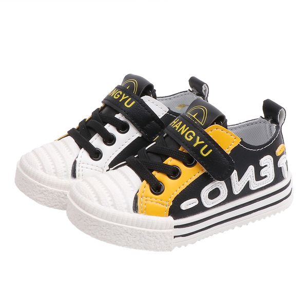 

kids children's cartoon letter print sports shoes boys girls pu shoes casual sneakers new, Black