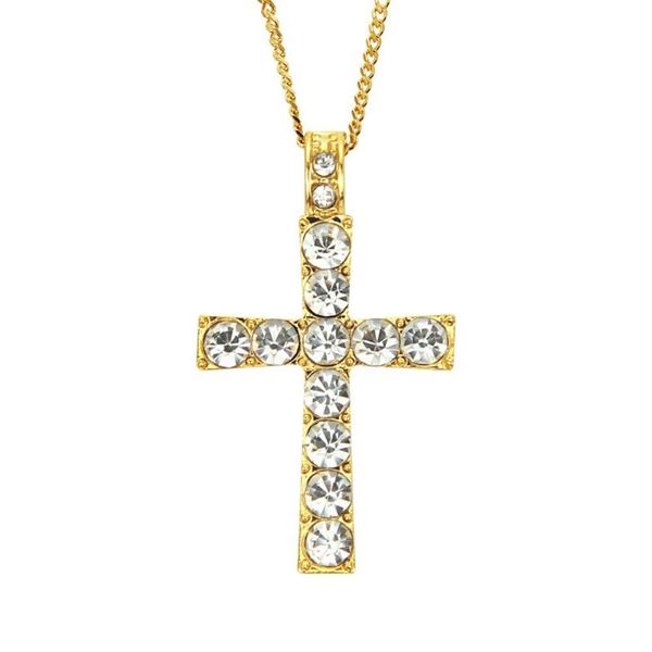 

hip hop alloy golden cross pendant necklace religious jewish men cuban chain fashion pendant accessories, Silver