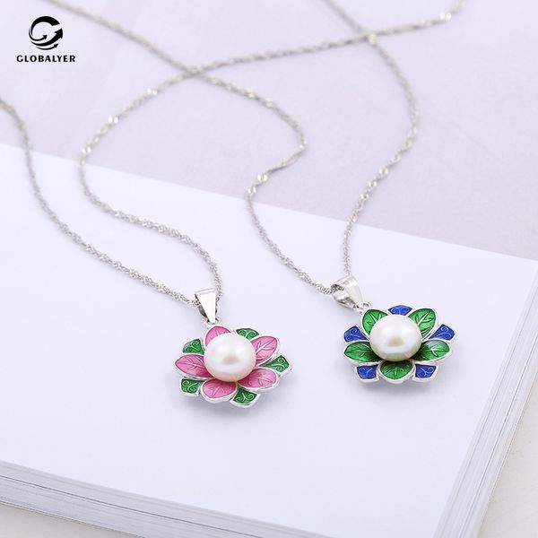 

european and american style sunflower pearl clavicle necklace s925 sterling silver pendant ladies accessories ing