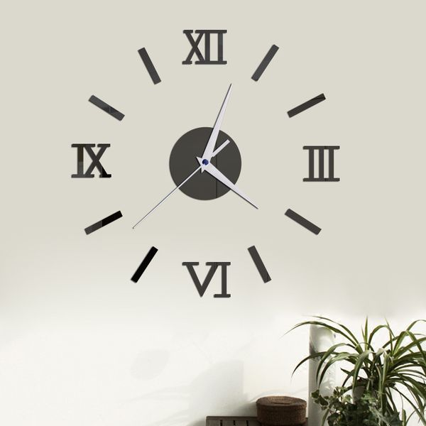 

modern art 3d diy wall sticker clock home decor simple useful functioning acrylic mirror wall sticker clock for living room