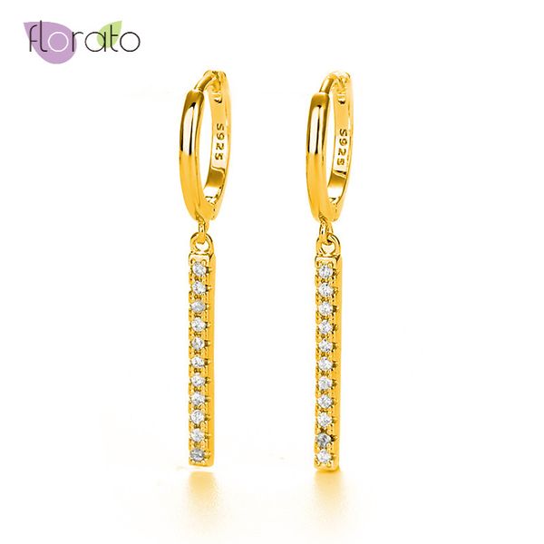 

simple zircon crystal gold silver color earrings for women 925 sterling silver small hoop earrings fashion jewelry, Golden;silver