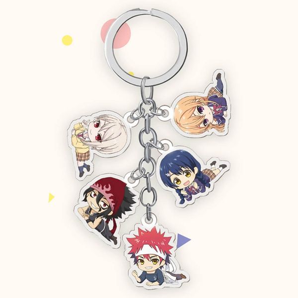 

anime shokugeki no soma keychain cartoon figure nakiri erina yukihira souma isami aldini acrylic pendent keyring, Silver