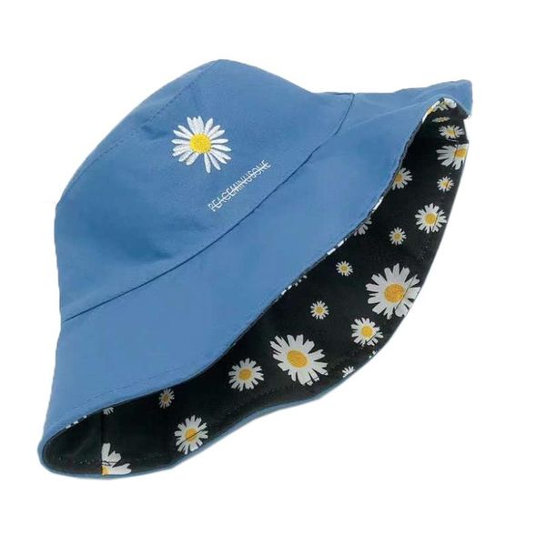 

reversible bucket hat for women and men hip hop wide brim beach uv protection sunscreen fisherman cap hat, Blue;gray