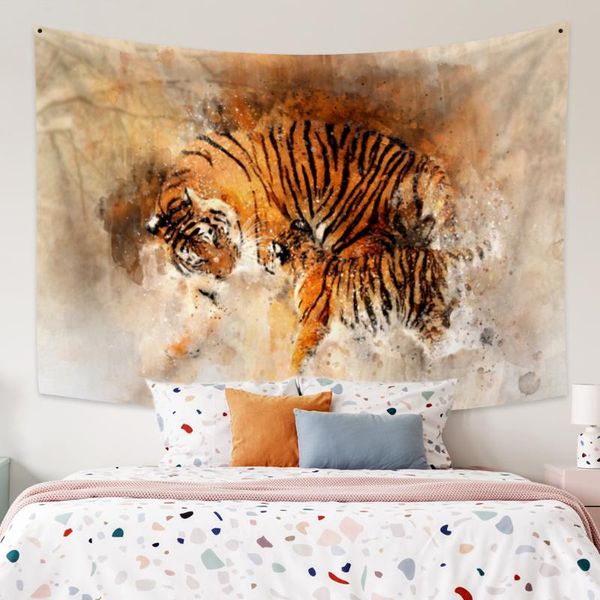 

cassisy гобелен тигр и его дети акварель гобелен картина гобелены декор ткань стена пляжное полотенце домашнее украшение