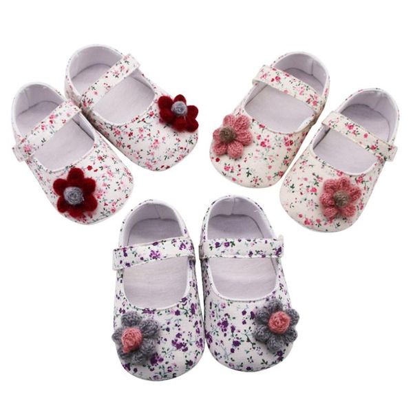 

spring floral baby girls shoes flowers print applique prewalker soft sole single shoe princess shoes non-slip footwear 0-18m a20