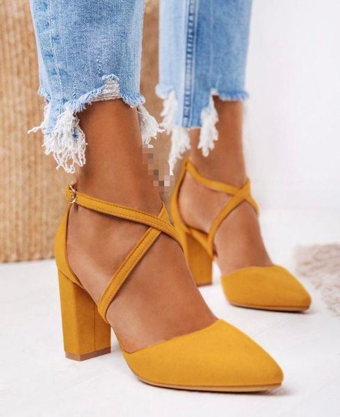 

gogd]summer women sandals 2020 high heels pumps summer shoes thick heel pumps comfortable platform shoes, Black