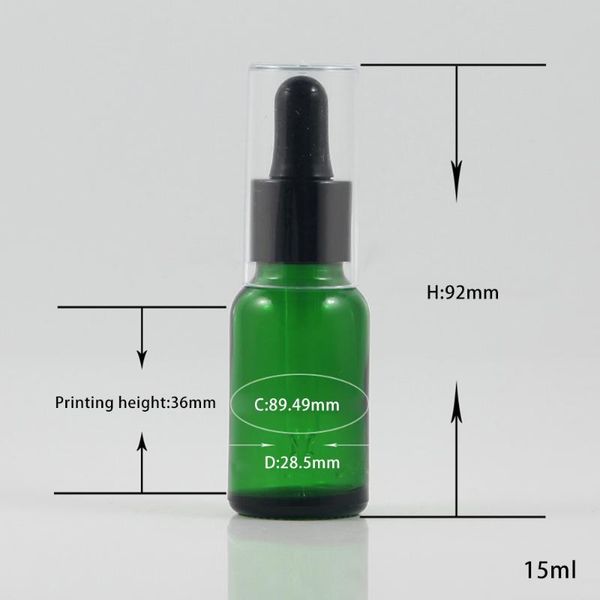 

15ml green glass customized essential oil glass bottle containers
