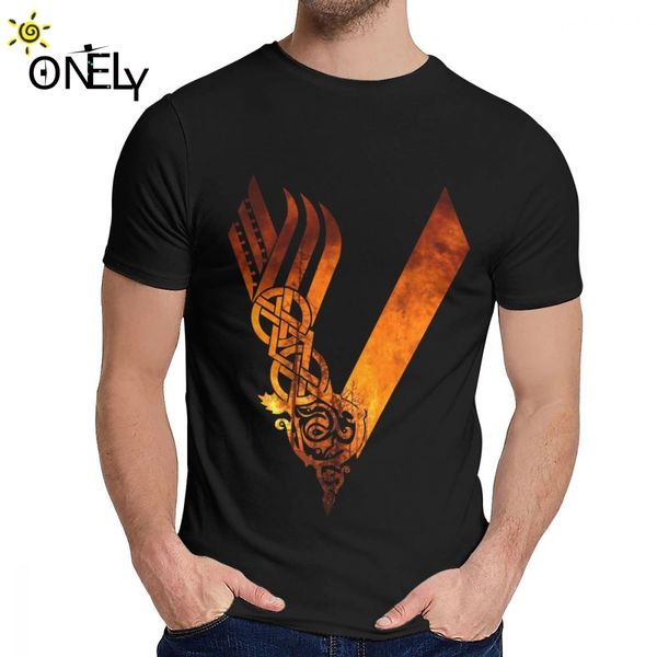 

man t-shirt vikings logo fire great 2019 new arrival round neck cartoon design t-shirt