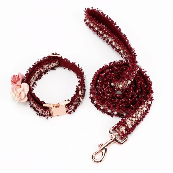 

handmake pet dog collar and leash for tassel pearl style without flower