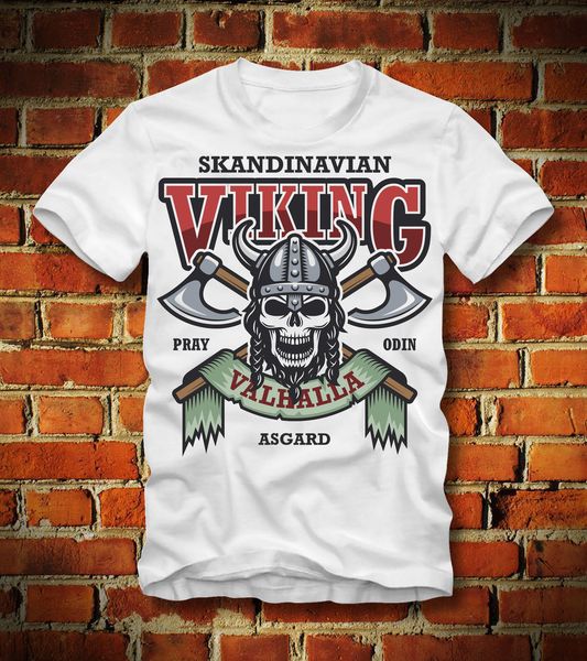 

2019 new summer tee shirt funny t shirt vikinger viking valhalla asgard odin skandinavian skull thor custom t-shirt