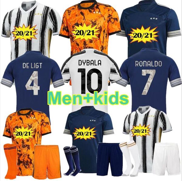 

20 21 juventus soccer jerseys ronaldo 2020 2021 higuain juve de ligt fans player version mens jersey kids kit dybala football shirt, Black