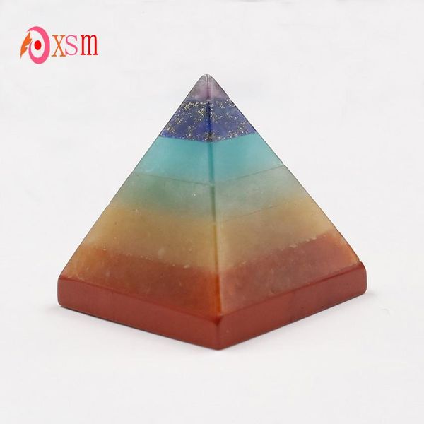 

xinshangmie 7 chakra layered crystal energy pyramid crystal healing reiki balancing energy figurine