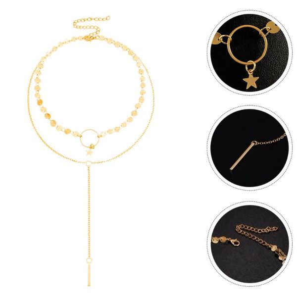 

1pc fashion necklace handmade sequins neck pendant star tassel necklace, Silver