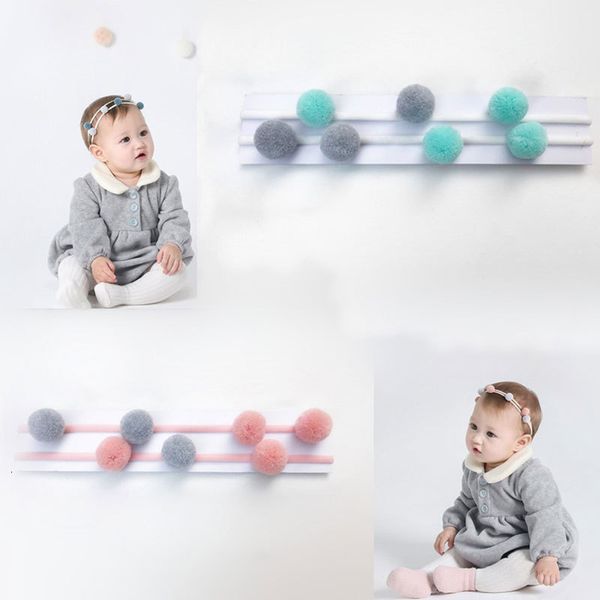 

1piece cute two-color small hair balls elastic hair bands baby girls handmade headband scrunchy kids hair accessories headwear, Slivery;white