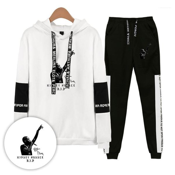 

teenager hoodies pants 2pcs sport suits nipsey hussle mens tracksuits spring casual clothing sets women, Gray