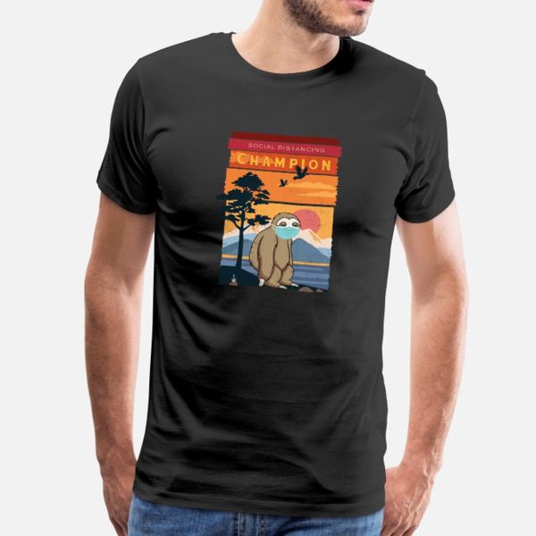 

sloth social distancing world champion t shirt men printed tee shirt s-3xl solid color sunlight funny spring kawaii shirt