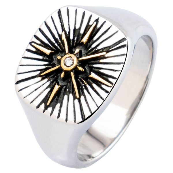 

the star stainless steel compass rings for man ring fashion jewelry, Silver