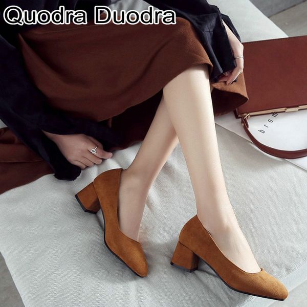 

new shoes women's pumps chunky thick high heels square toe casual big size 43 33 fashion all match party slippers basic yellow, Black