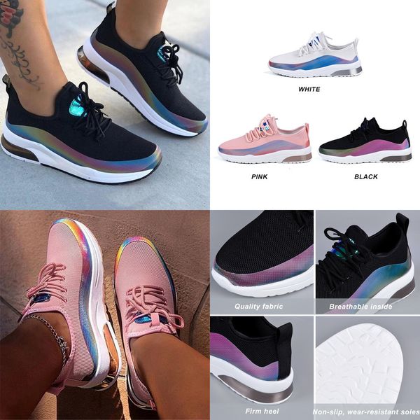 

litthing casual shoes mesh air-cushion flat anti-slip women sneakers jogging trainer female vulcanized shoe 1ro8p, Black