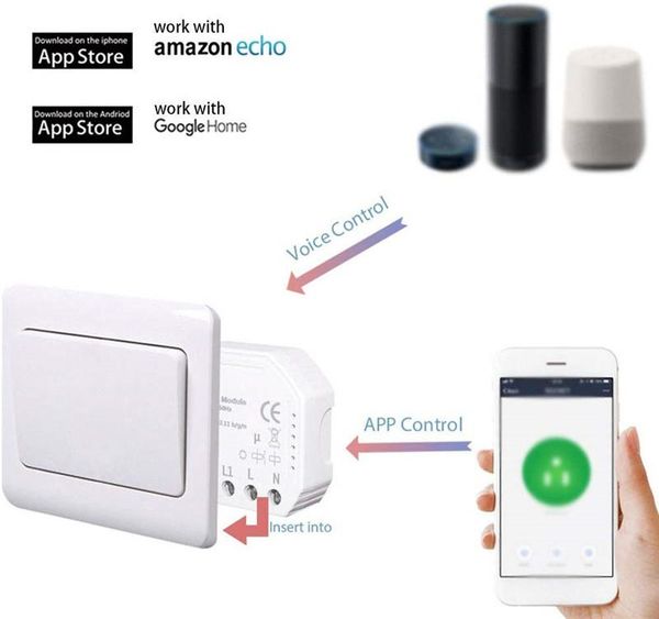 

cgjxssmart wifi switch module wifi intelligent lights electrical products switch voice app remote control works with alexa google home