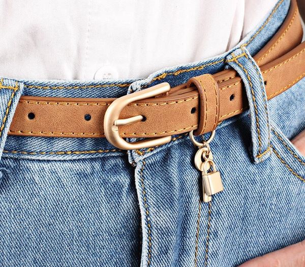

fashion belt female personality key lock pendant belts women faux pu leather multicolor wild casual ladies belt for jeans, Black;brown