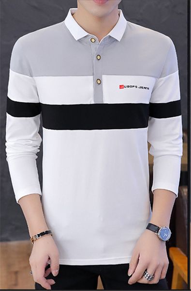 

мужская рубашка поло с длинными рукавами 2020 новый стильный fahion мужская летний новый tops casual letter printed контраст colortees высок, White;black