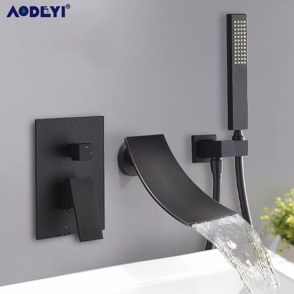 

water set spout mixer taps 2 bath waterfall function shower shower shower bathtub brass mount faucet mixer valve pvspl hj2009