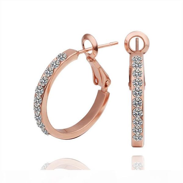 

18k rose gold plated elegant hoop earrings genuine austrian crystal fashion costume earrings jewelry for women, Golden;silver