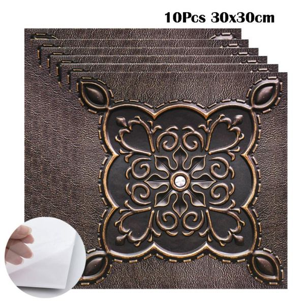 

wall stickers 10pcs european classical 3d tiles diy removable self-adhesive sticker waterproof kitchen bathroom home decor 30x30