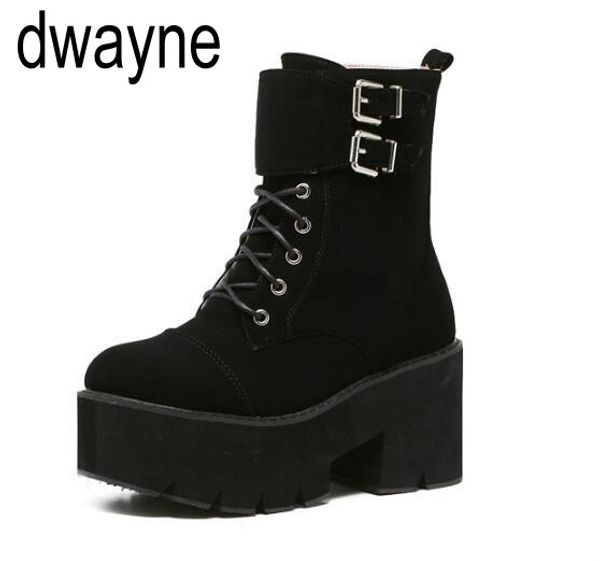 

lace up punk boots women ladies platform boots high heel winter shoes motorcycle ankle waterproof snow women uik89, Black