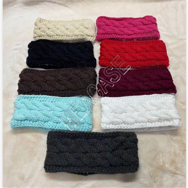 

women knitted scarf headband designers twist fleece lined scarves winter knitting hairband ear muff warm ski crochet neckercheif d82812, Red;brown
