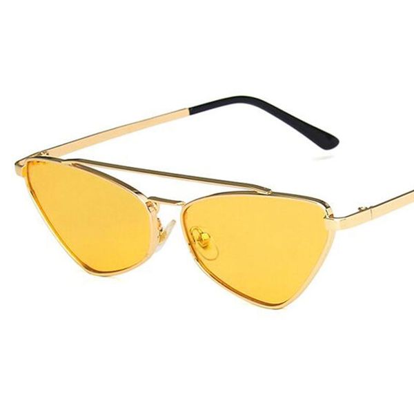 

2020 new trend cat eye small frame sunglasses fashion triangle metal sun glasses designer ocean multicolor lens uv400, White;black