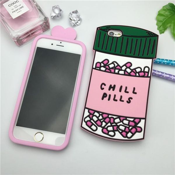 

cgjxs2017 luxury love potion chill pills bottle phone case for iphone 5 5s 5se 6 6s 4 .7 6plus 6s soft silicone 3d para fundas