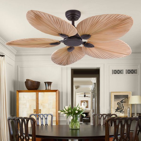 

electric fans ceiling palm leaf fan blades 220v remote control living room decoration with no light